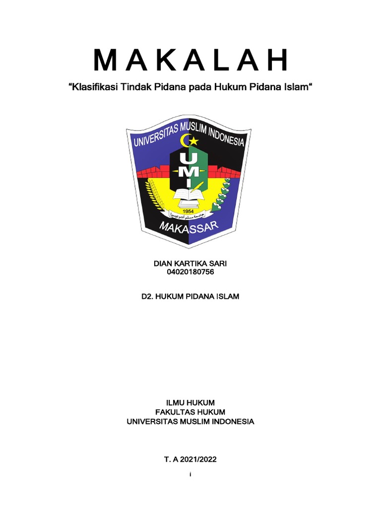 Klasifikasi Tindak Pidana Islam | PDF | Ilmu Sosial | Hukum