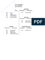 City Laundry Chart of Accounts