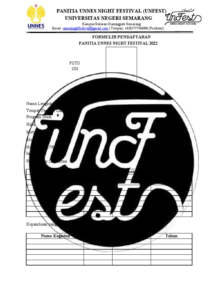 Form Panitia Unfest 2022 | PDF | Komputer
