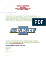 Chevrolet Lottery Board: Po Box 200, Harrogate England, United Kingdom