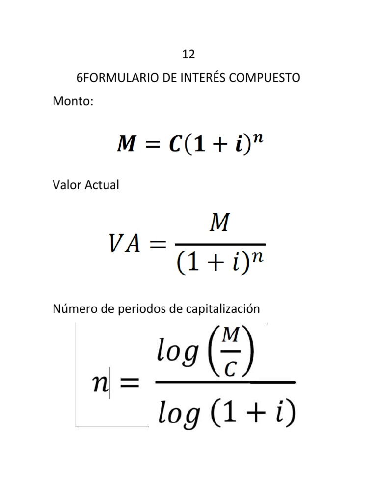 Formulario Inter Rs Compuesto. | PDF | Finanzas y dinero