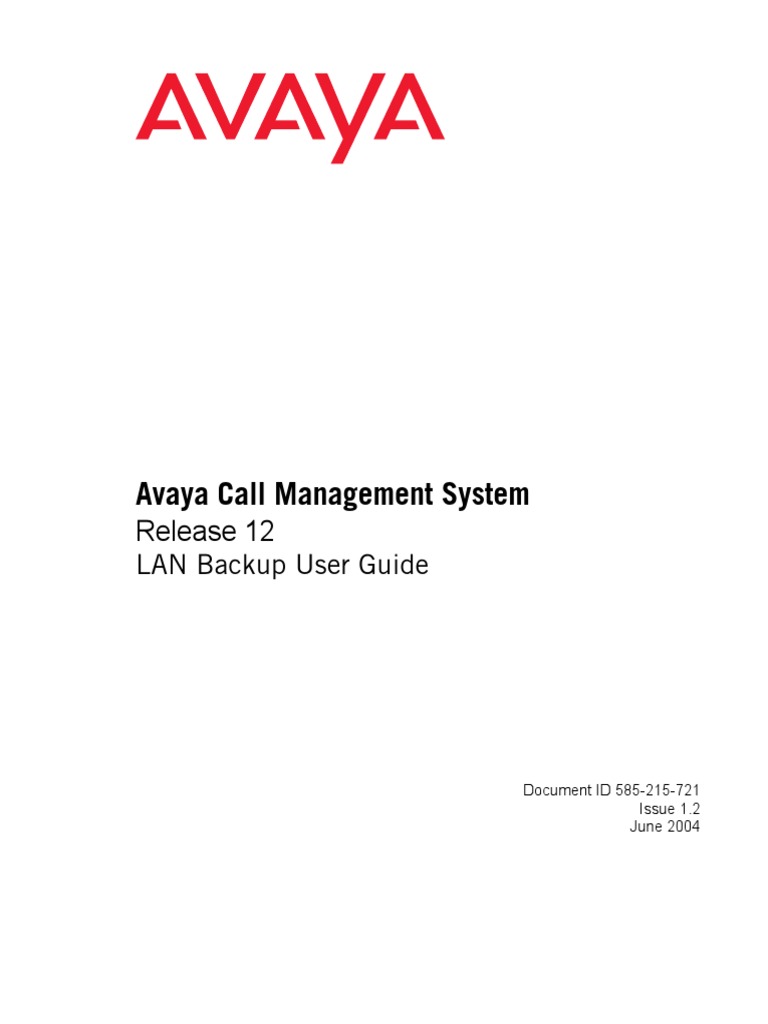 Avaya Call Management System Release 12 LAN Backup User Guide
