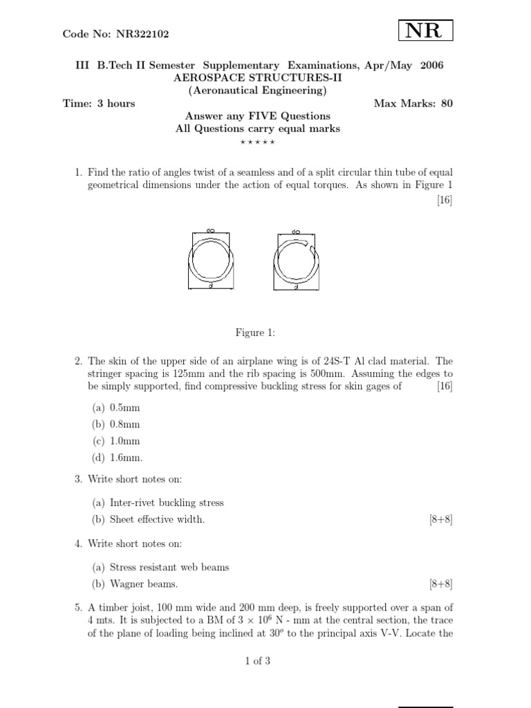 Aerospace Structures Exam 2006 | PDF | Bending | Beam (Structure)