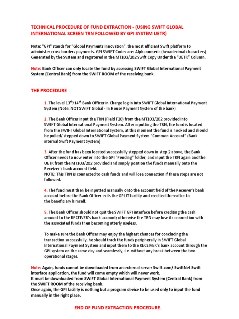 Gpi Manual Procedures Pdf Payment System Banks