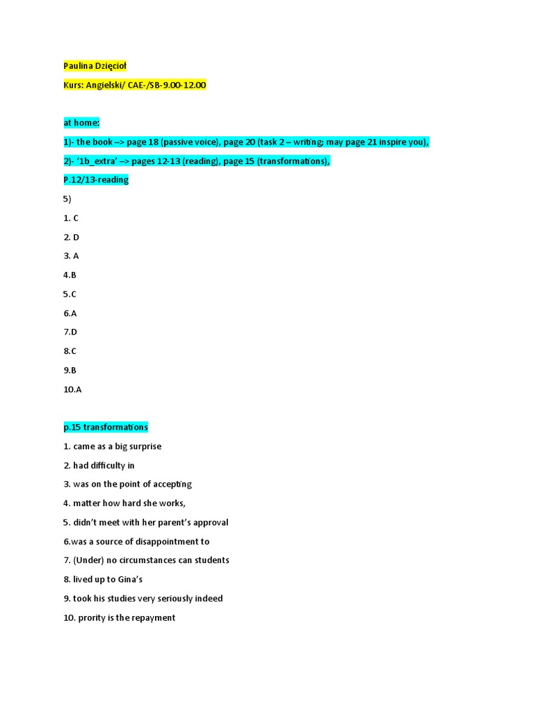 Tasks ANG CAE | PDF | Foreign Language Studies | Home & Garden