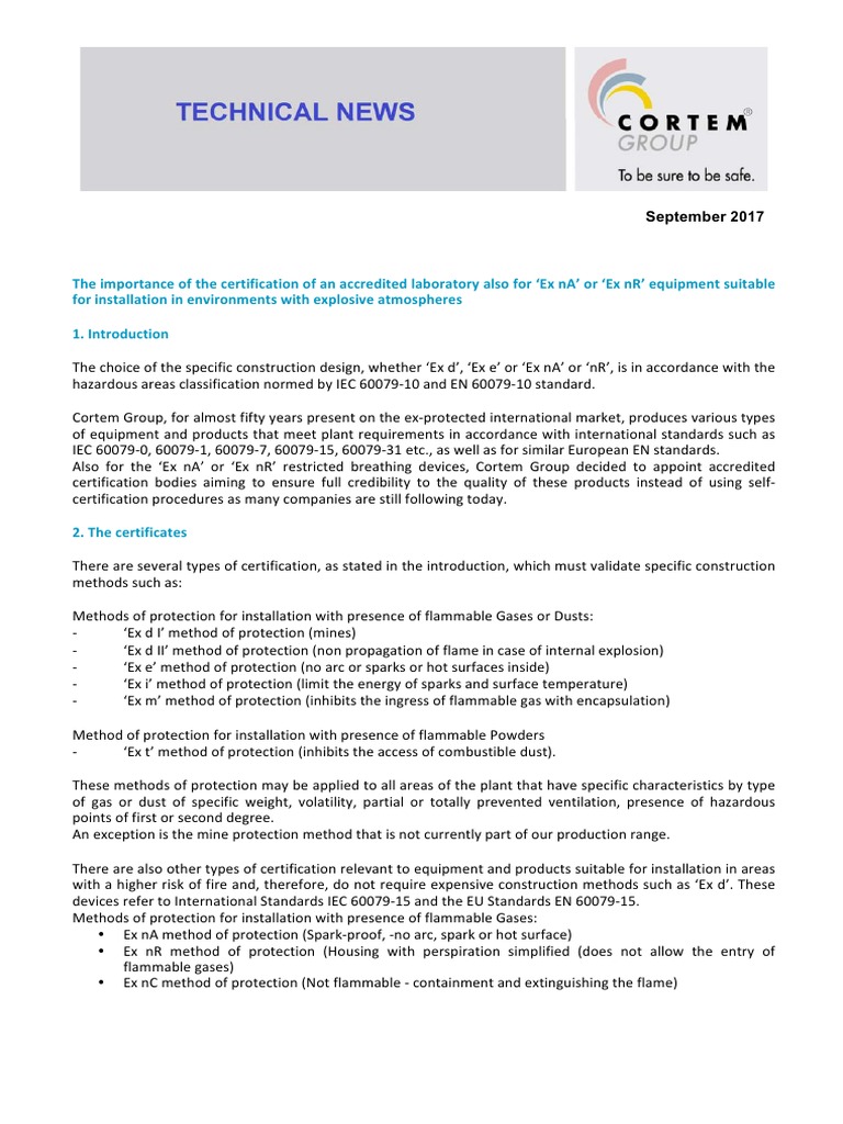 The Importance of The Certification For Ex Na Equipment 0 | PDF ...