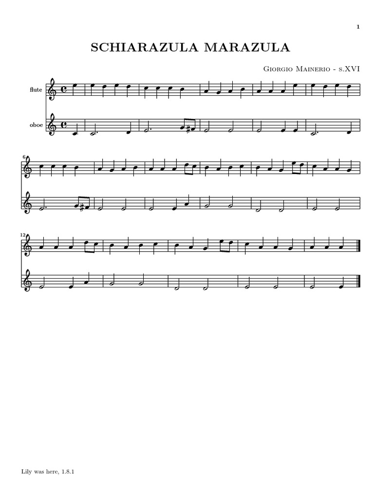 Schiarazula Marazula: Giorgio Mainerio - s.XVI | PDF