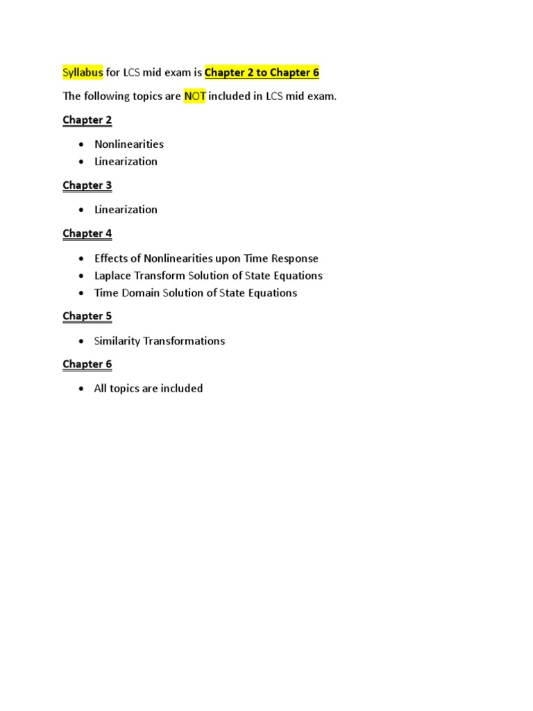 LCS Mid Exam Syllabus Overview | PDF