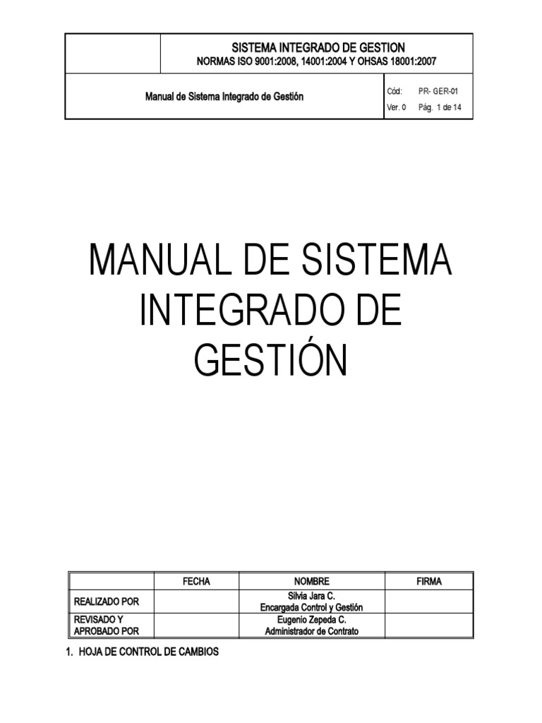 Manual del Sistema Integrado de Gestión | PDF | Calidad (comercial ...