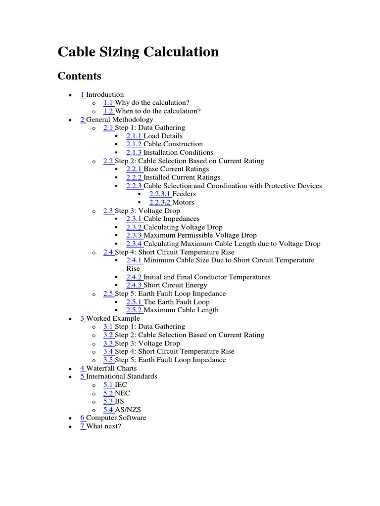 Cable Sizing Calculation PDF Electrical Impedance Alternating Current