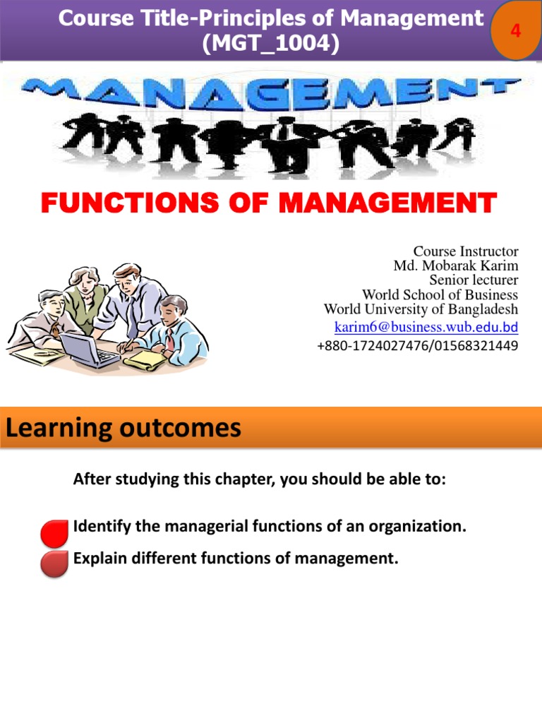 Lecture Ppt Week 04 Functions Of Management Pdf Leadership