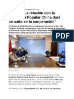 Taiana La relación con la República Popular China dará un salto en la cooperación