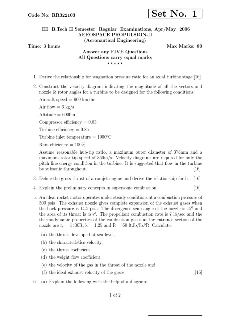 rr322103 Aerospace Propulsion II | PDF