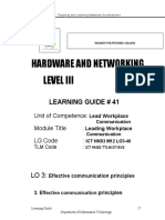 Hardware and Networking Level Iii: Learning Guide # 41