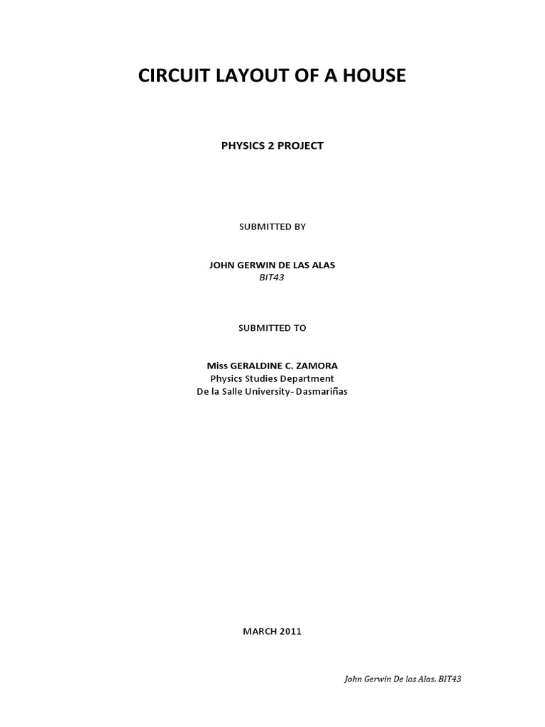 Circuit Layout of A House: Physics 2 Project | PDF | Electricity