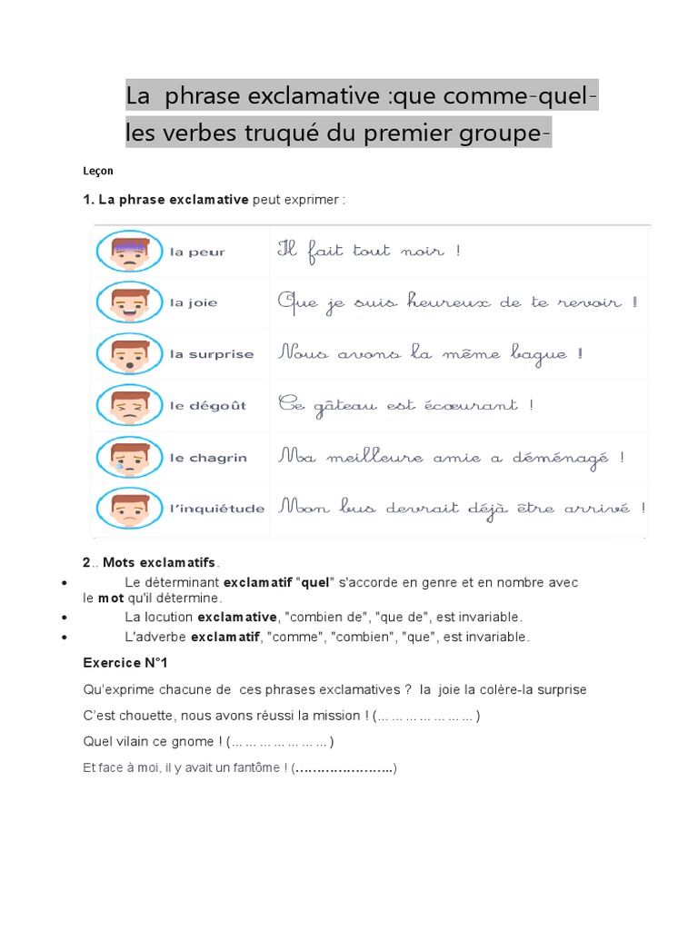 C est Quoi Une Phrase Exclamative La Phrase Exclamative | PDF