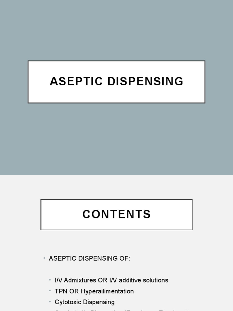Aseptic Dispensing PDF Pharmacy Injection (Medicine)