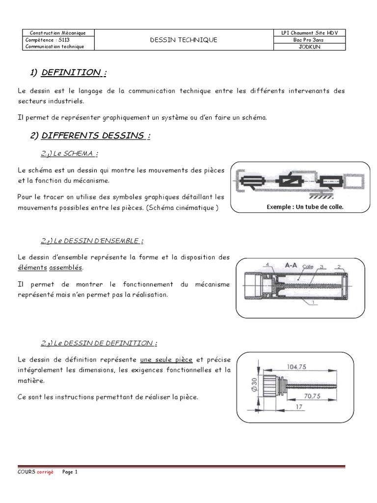 Dessin Technique en Construction Mécanique | PDF | Dessin technique ...