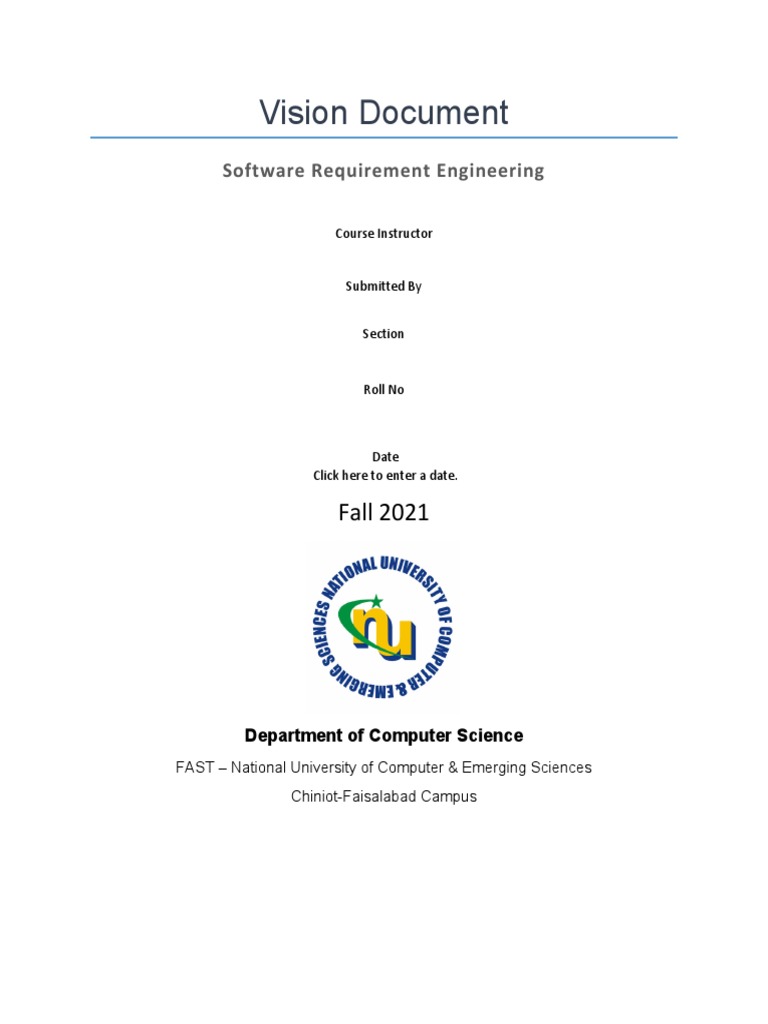 Vision Document: Fall 2021 | PDF | Software Development | Computer Science