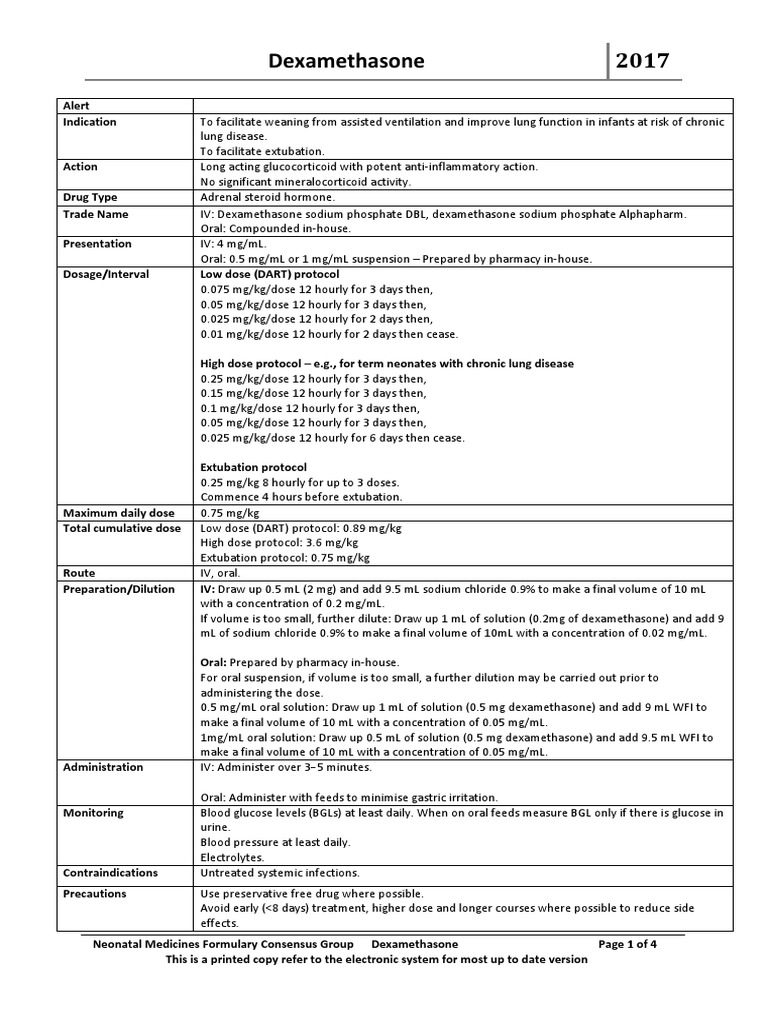 DART Protocol for Dexamethasone in Neonates | PDF | Preterm Birth ...