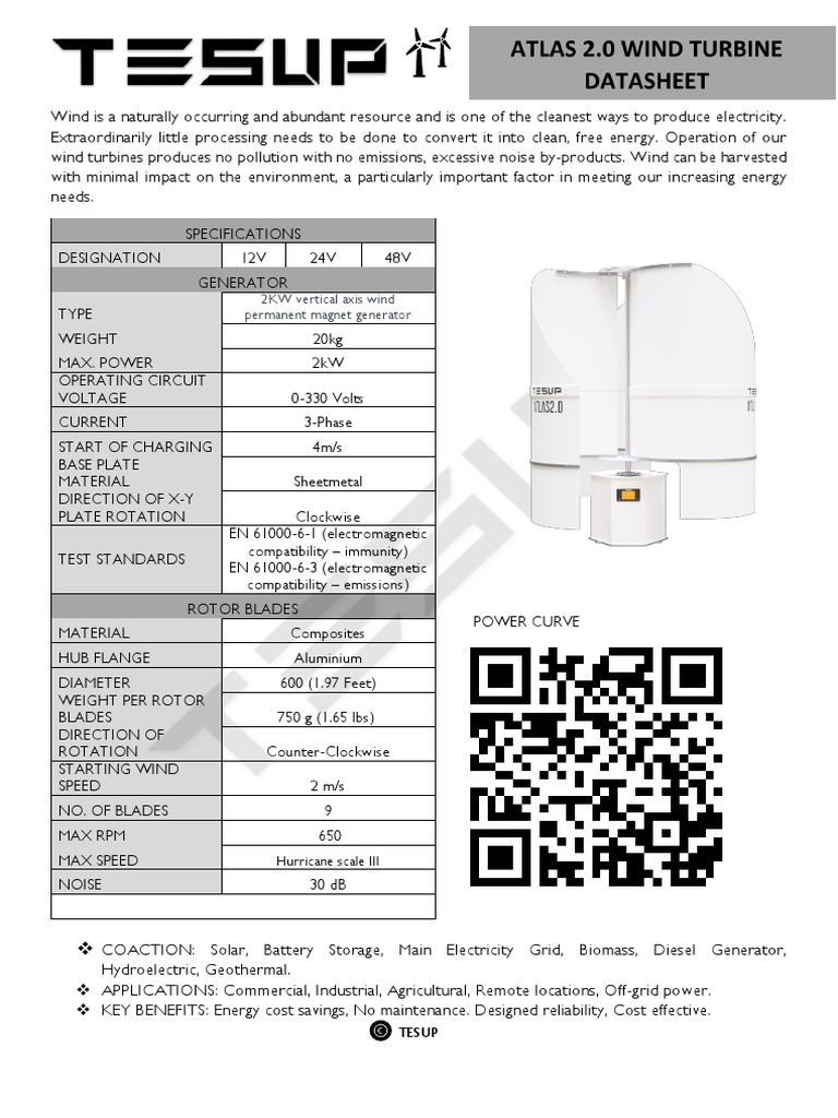 Tesup Atlas2 Wind Turbine Datasheet Marked Pdf Wind Turbine
