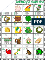 Saint Patricks Day Vocabulary Esl Multiple Choice Test For Kids