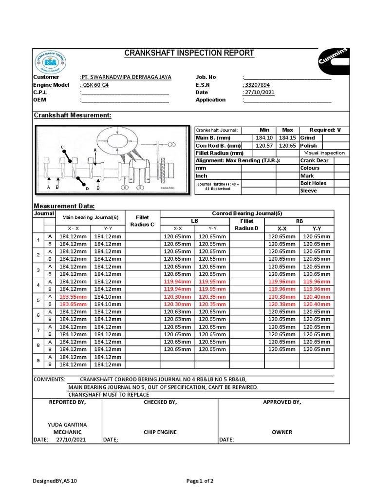 Crankshaft Measurement | PDF | Vehicle Parts | Engine Technology