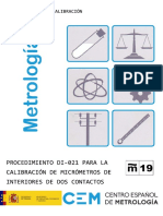 DI-021 Procedimiento para La Calibración de Micrómetros de Interiores de Dos Contactos