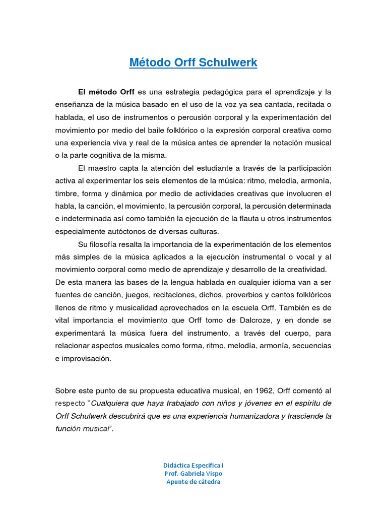 02 Metodo Orff | PDF | Ritmo | Aprendizaje