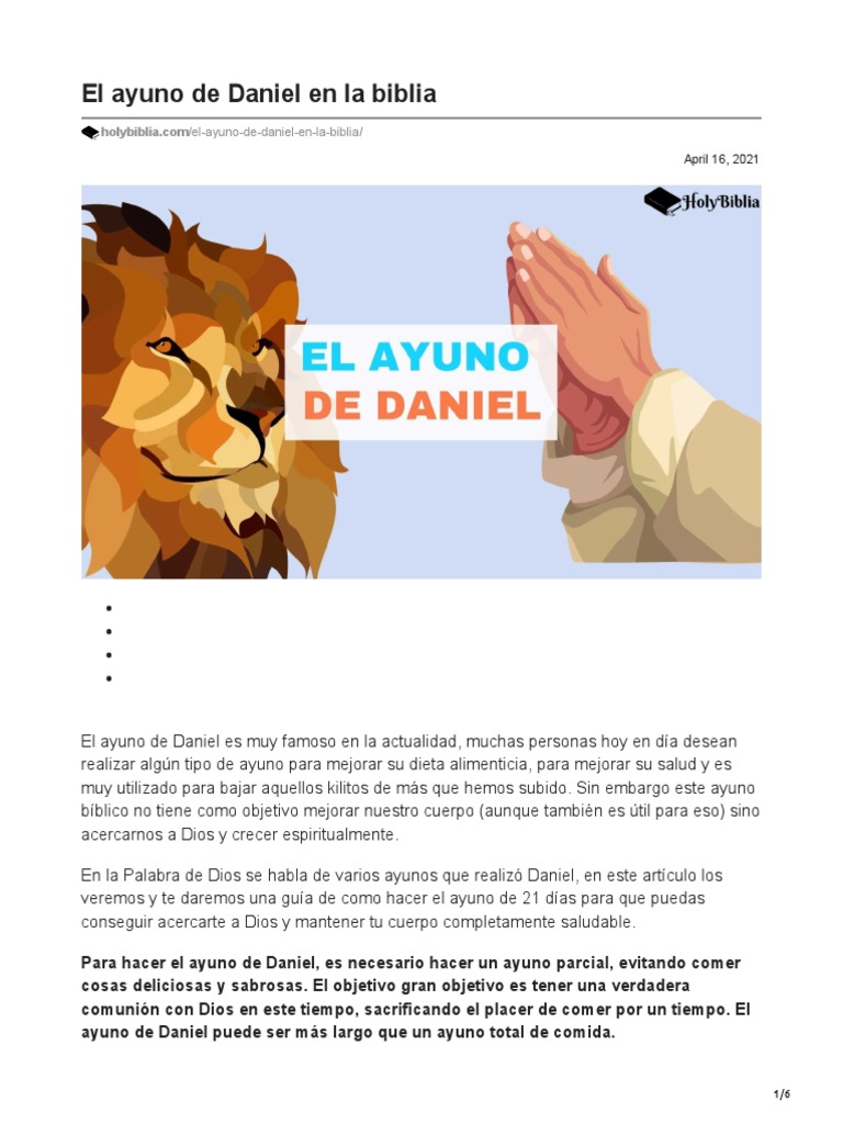 El Ayuno de Daniel en La Biblia | PDF | Rápido | Dieta