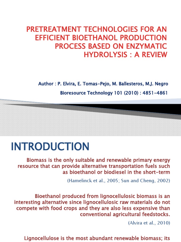 Efficient Pretreatment for Bioethanol Production | PDF | Chemistry ...