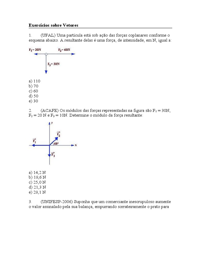 Exercícios Sobre Vetores | PDF