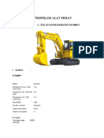 Spesifikasi Alat Berat: 1. Excavator Komatsu Pc2000-8