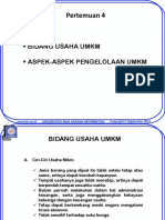 Pertemuan 4: Bidang Usaha Umkm Aspek-Aspek Pengelolaan Umkm