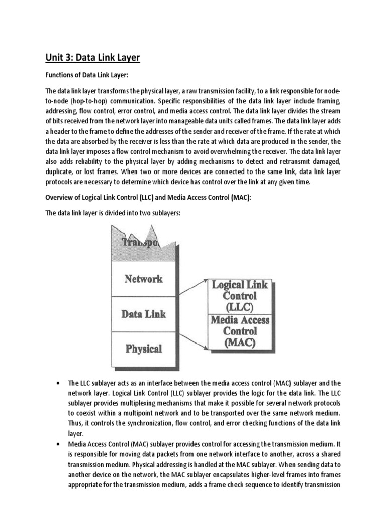 An InDepth Look at the Data Link Layer Functions, Logical Link