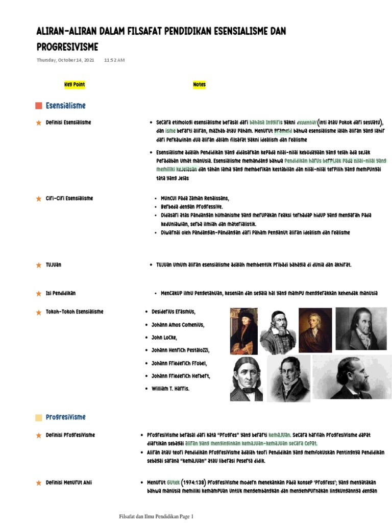 Esensialisme vs Progresivisme: Filsafat Pendidikan | PDF
