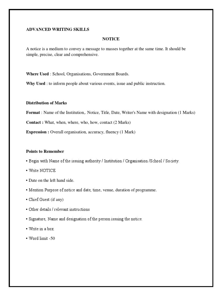 Advanced Notice Writing Guide | PDF | Communication | Cognition