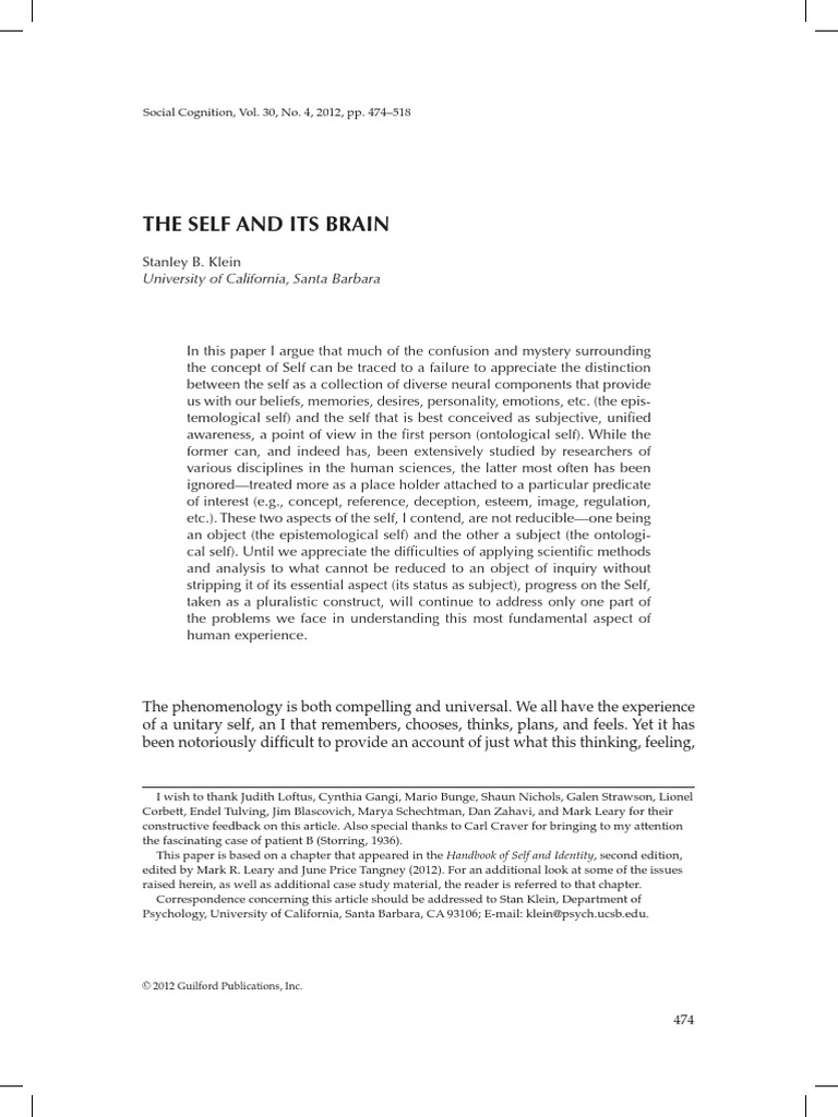 The Self and Its Brain: University of California, Santa Barbara | PDF ...