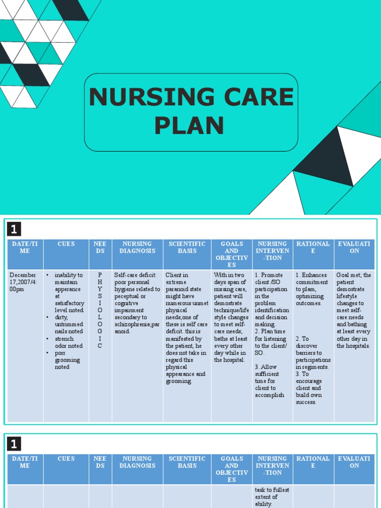 NURSING CARE PLAN FOR SCHIZOPHRENIA PATIENT | PDF | Delusion ...