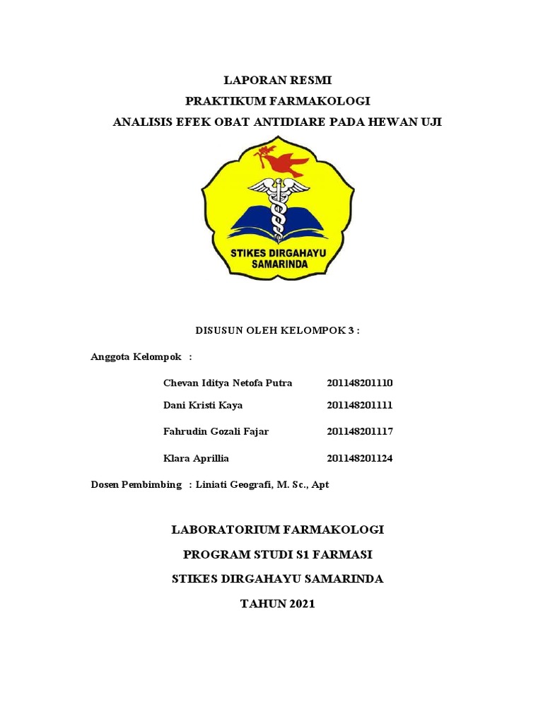 Laporan Praktikum Farmakologi Analisis Efek Obat Antidiare Pada Hewan