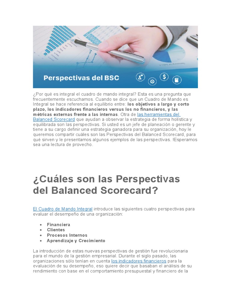 Cuatro Perspectivas del Balanced Scorecard | PDF | Cliente | Economias