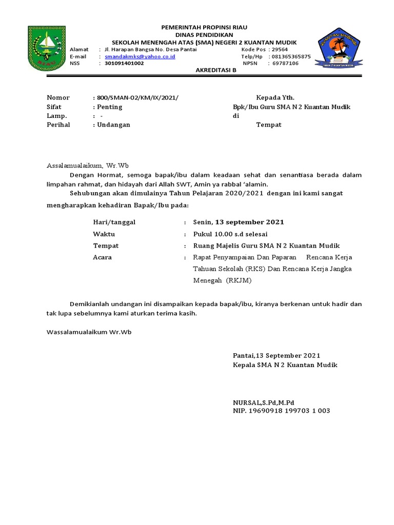 Surat Undangan Perumusan Visi, Misi, Tujuan, Notulen, Daftar H | PDF