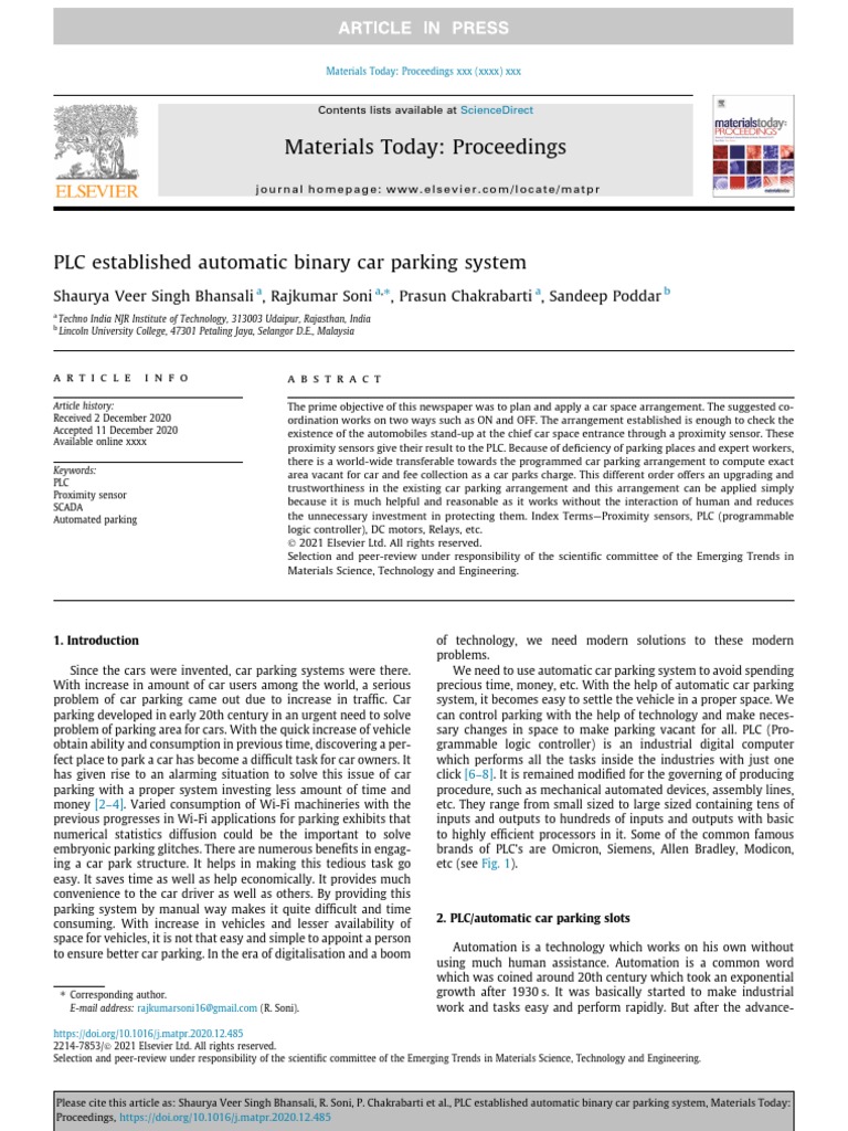 PLC-Based Automatic Car Parking System | PDF | Programmable Logic ...