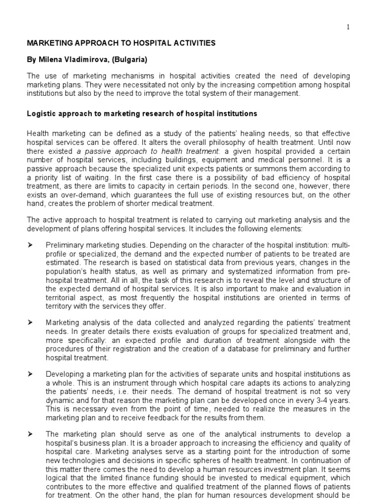 Hospital Marketing Management Strategies | PDF | Health Care | Hospital