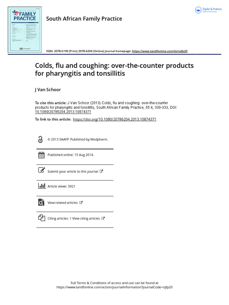 Colds Flu and Coughing Over The Counter Products For Pharyngitis and