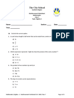 Algebra 1 Reinforcement Worksheet
