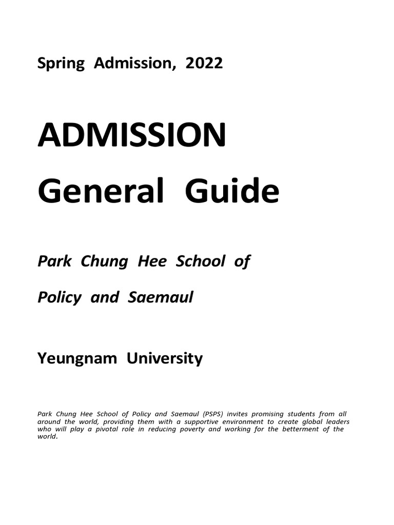 PSPS Spring 2022 Admission Guide | PDF