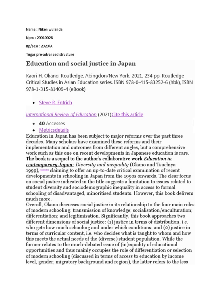 Education and Social Justice in Japan | PDF | Japan | Inclusion (Education)