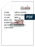 Name: Ahsan Jawed F.Name: Jawed Iqbal Class: Bsse Roll No: BSE-21S-093 Subject: Oops Section: Evening (2C) Lab Tasks