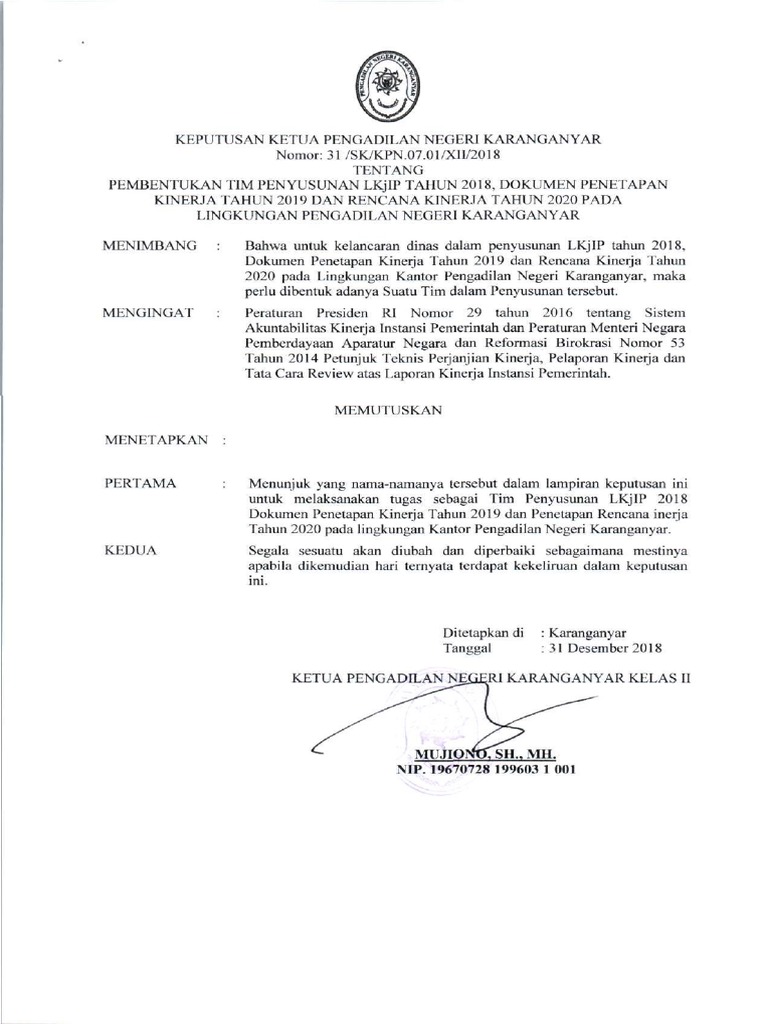 Sk Tim Penyusun Sakip Pdf